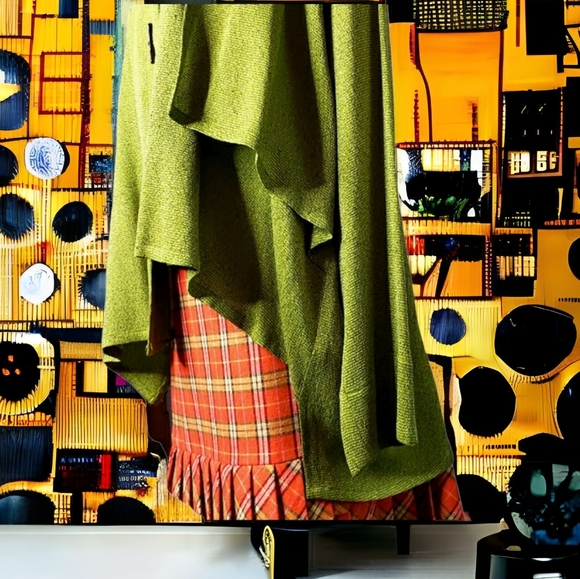 Vintage Lagenlook Aysemetrical Art to Wear Big Shirt Cape Drape Carole Thomkins - Picture 15 of 15